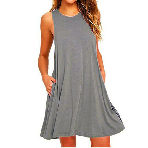 Women's Summer Casual Swing T-shirt Dresses Beach Cover Up With