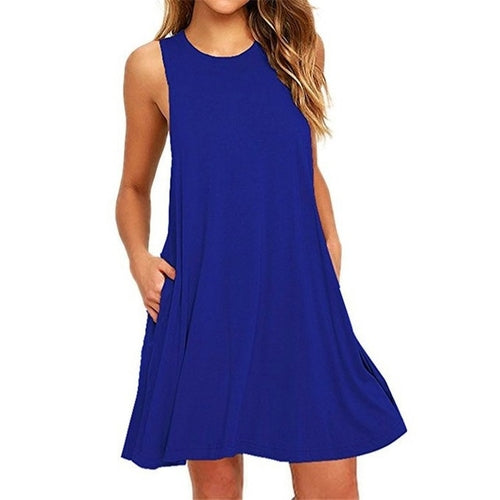 Women's Summer Casual Swing T-shirt Dresses Beach Cover Up With
