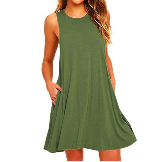 Women's Summer Casual Swing T-shirt Dresses Beach Cover Up With