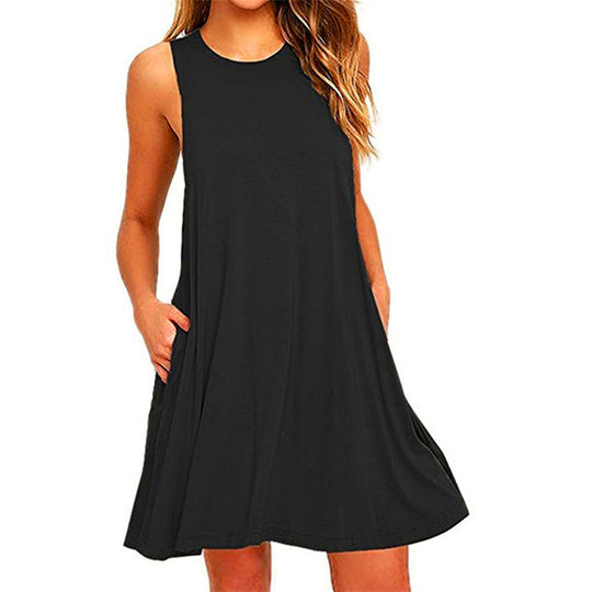 Women's Summer Casual Swing T-shirt Dresses Beach Cover Up With