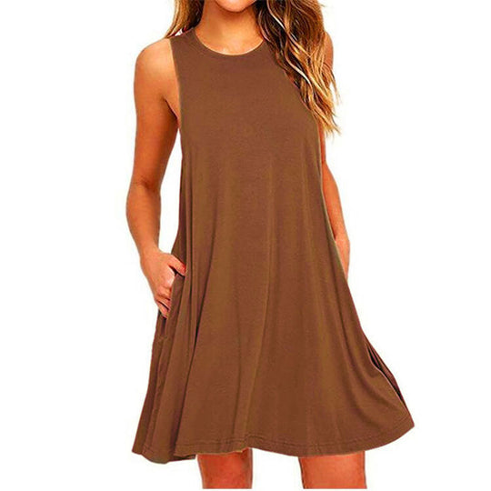 Women's Summer Casual Swing T-shirt Dresses Beach Cover Up With