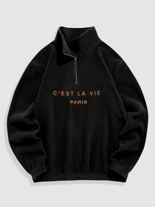 Zaful Hoodie For Men Fuzzy Polar Fleece Sweatshirt Letter Embroidered