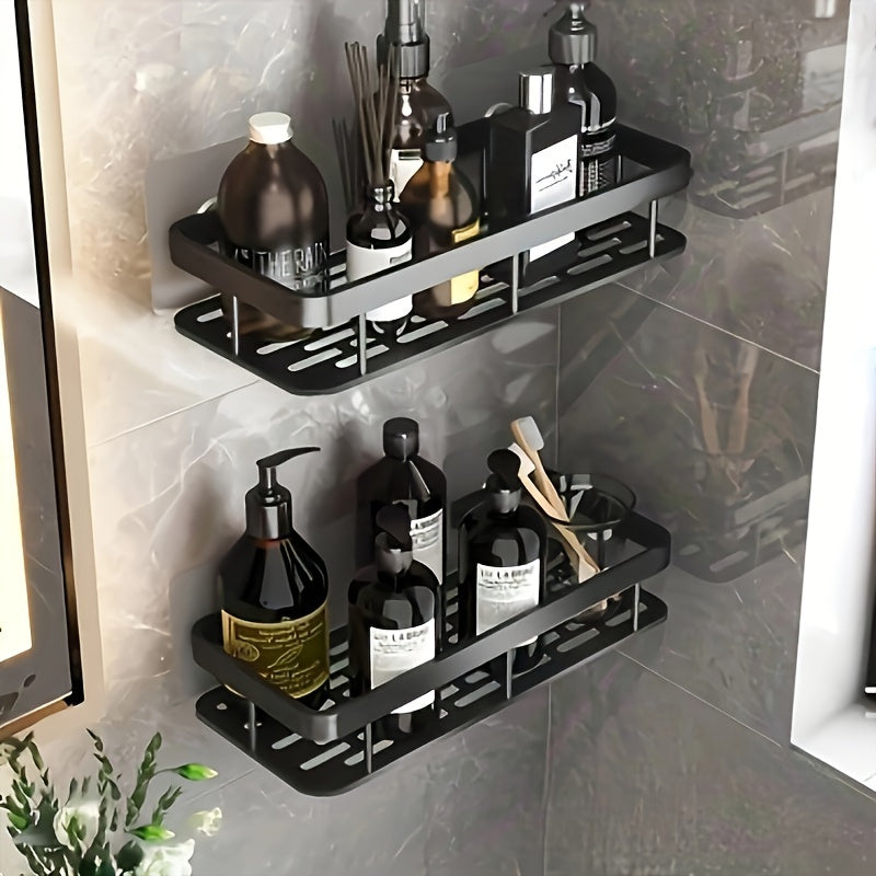NoDrill Black Aluminum Shower Caddies  High Capacity Organizer