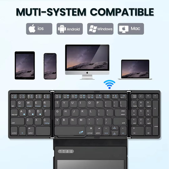 Portable Quadruple Folding Wireless Bluetooth Keyboard 