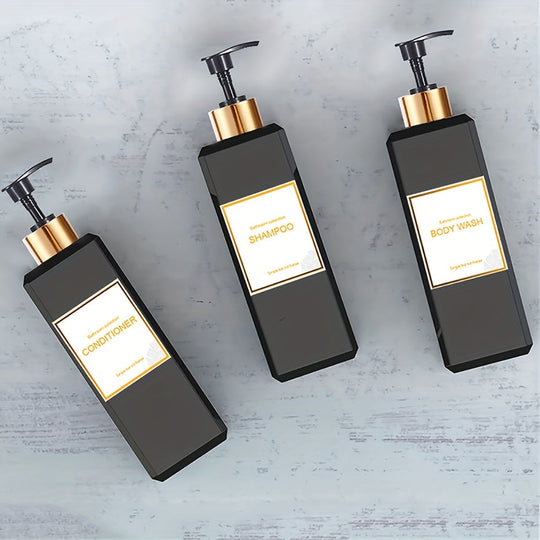 3Piece Bathroom Soap Dispenser Set with Labels