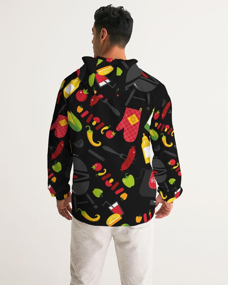 Mens Lightweight Windbreaker Jacket with Hood and Zipper Closure - Bbq