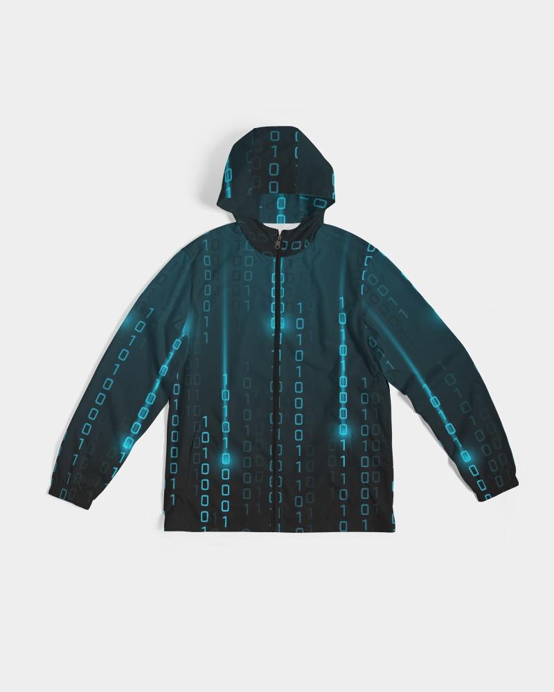 Mens Hooded Windbreaker - Blue Water Resistant Jacket - Jjxg0x