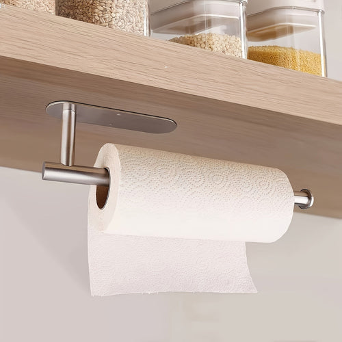 One Self-Adhesive Paper Towel Holder - Durable Stainless Steel Roll