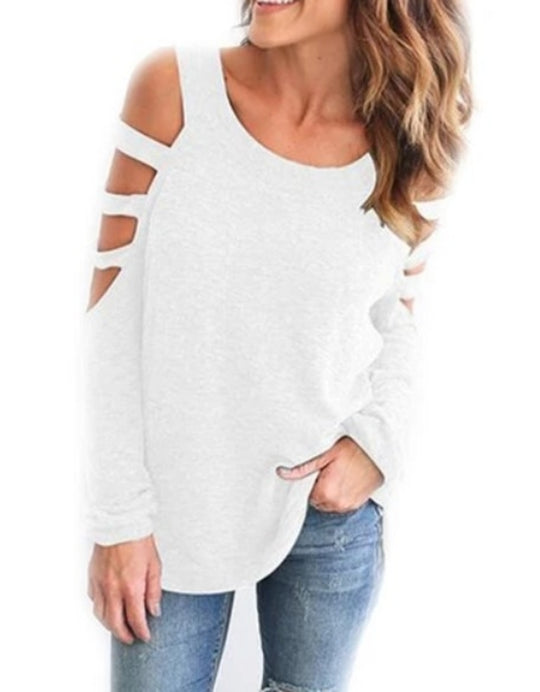Womens Open Shoulder Long Sleeve Casual Top.
