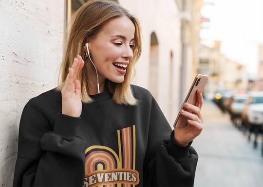 Womens Retro 70's Crewneck Sweatshirt.