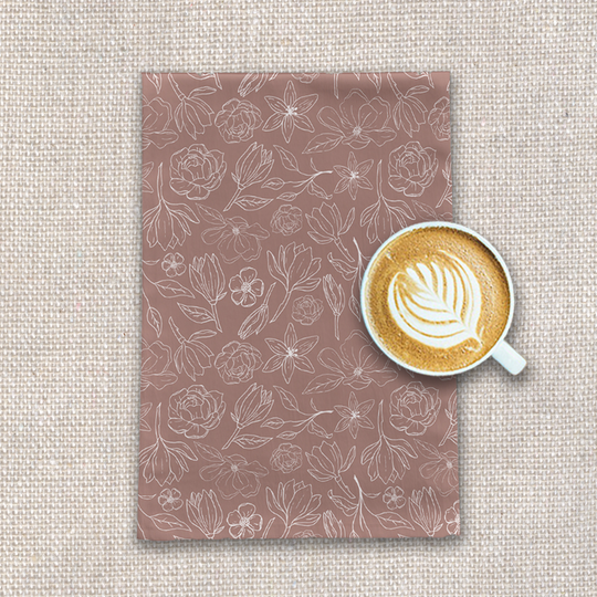Mauve Magnolia Tea Towel
