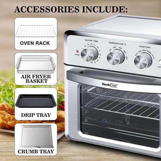 Stainless steel 1500W Air fryer toaster oven with 4 blades