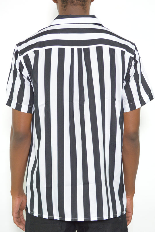 Mens Striped Print Button Down Shirt