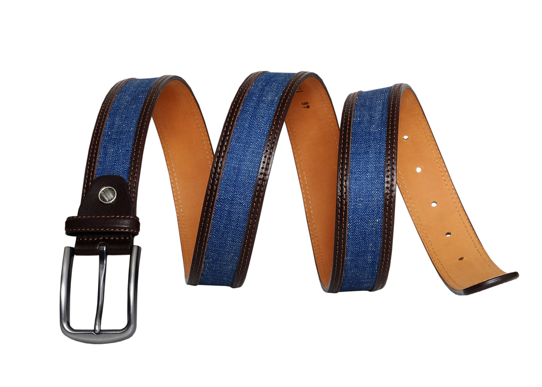 Swindon Brown Blue Leather Men Belt