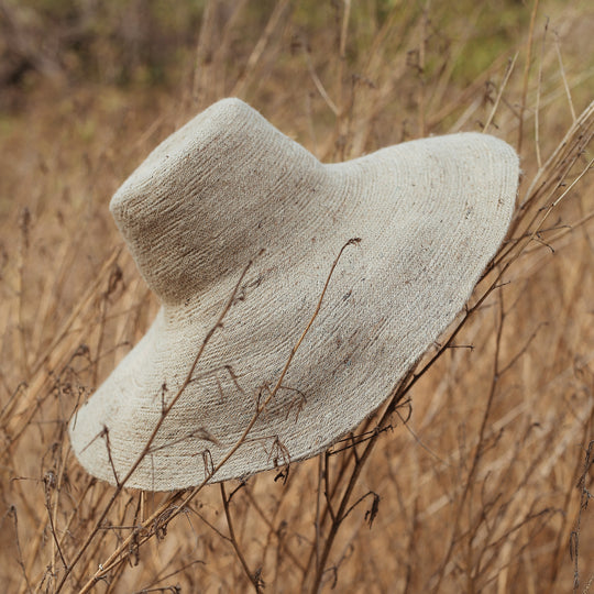 Jute Handwoven Straw Hat In Natural Beige