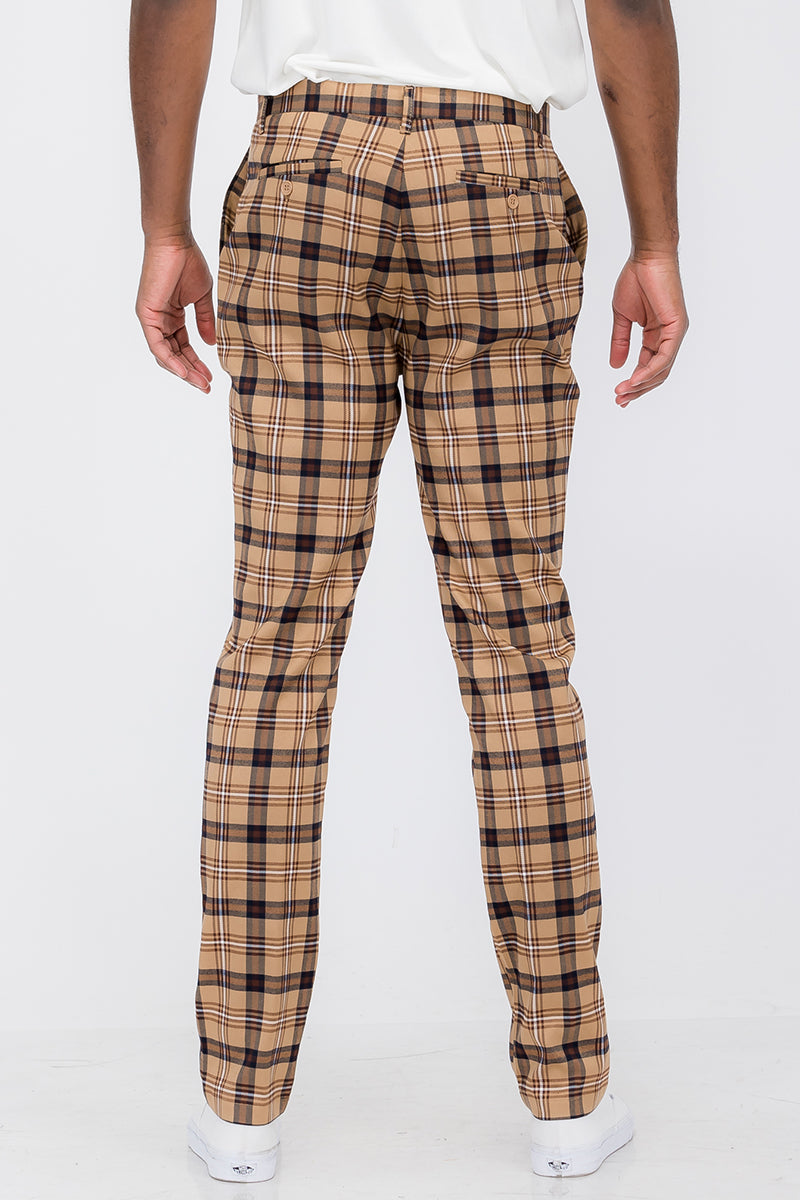 Plaid Slim Fit Trouser Pants