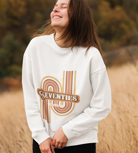 Womens Retro 70's Crewneck Sweatshirt.