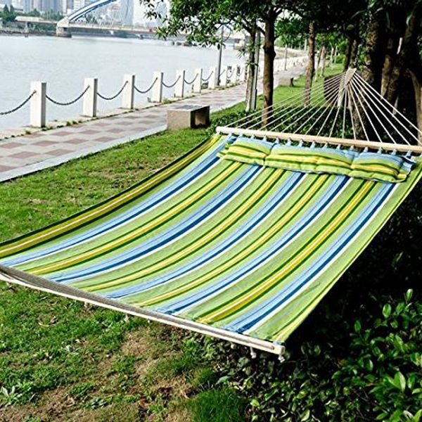 Outsunny 83" Large Hammock Bed Striped Fits 2 People Sun Bed Camping