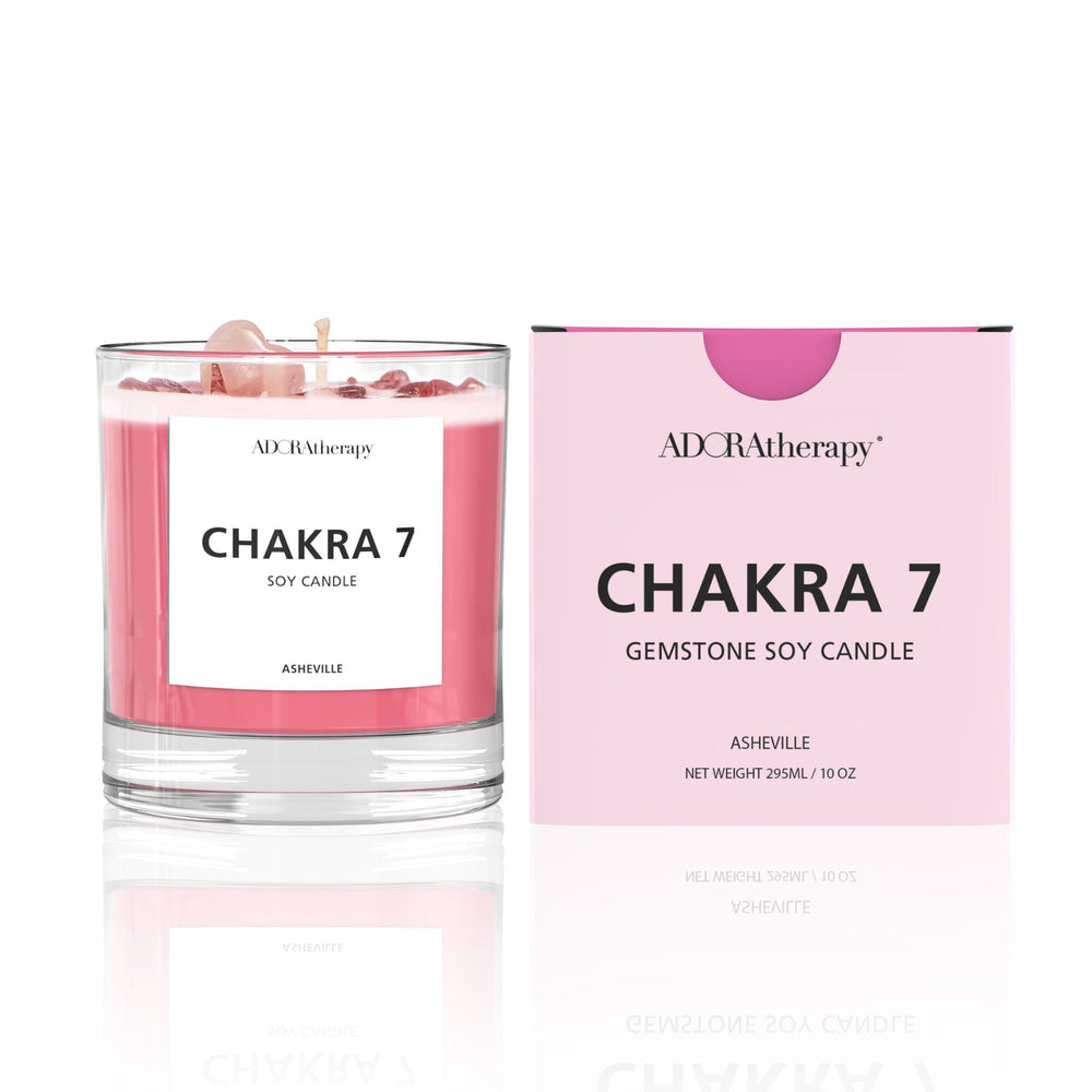 Chakra 7 Strawberry Quartz Gemstone Candle