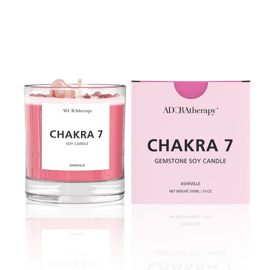 Chakra 7 Strawberry Quartz Gemstone Candle