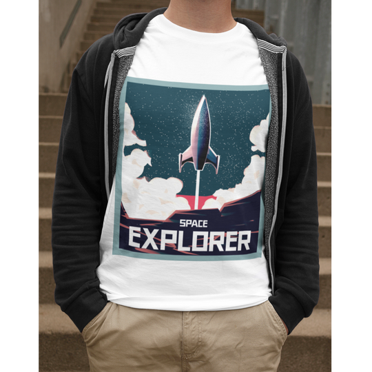 Men’s Space Rocket T-Shirt – Casual Graphic Tee for Space Enthusiasts