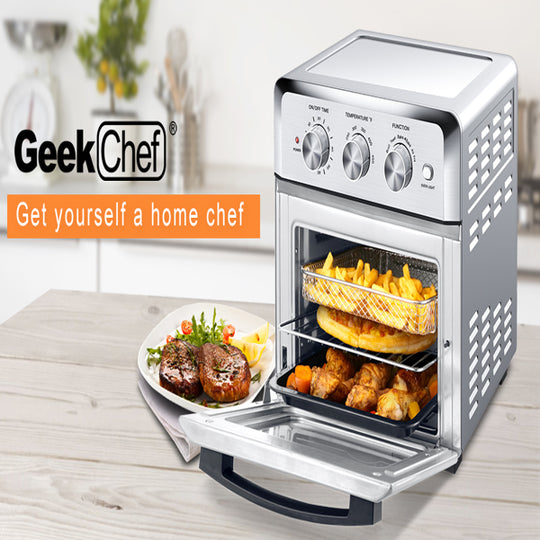 Stainless steel 1500W Air fryer toaster oven with 4 blades