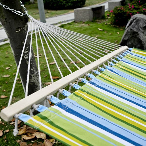 Outsunny 83" Large Hammock Bed Striped Fits 2 People Sun Bed Camping