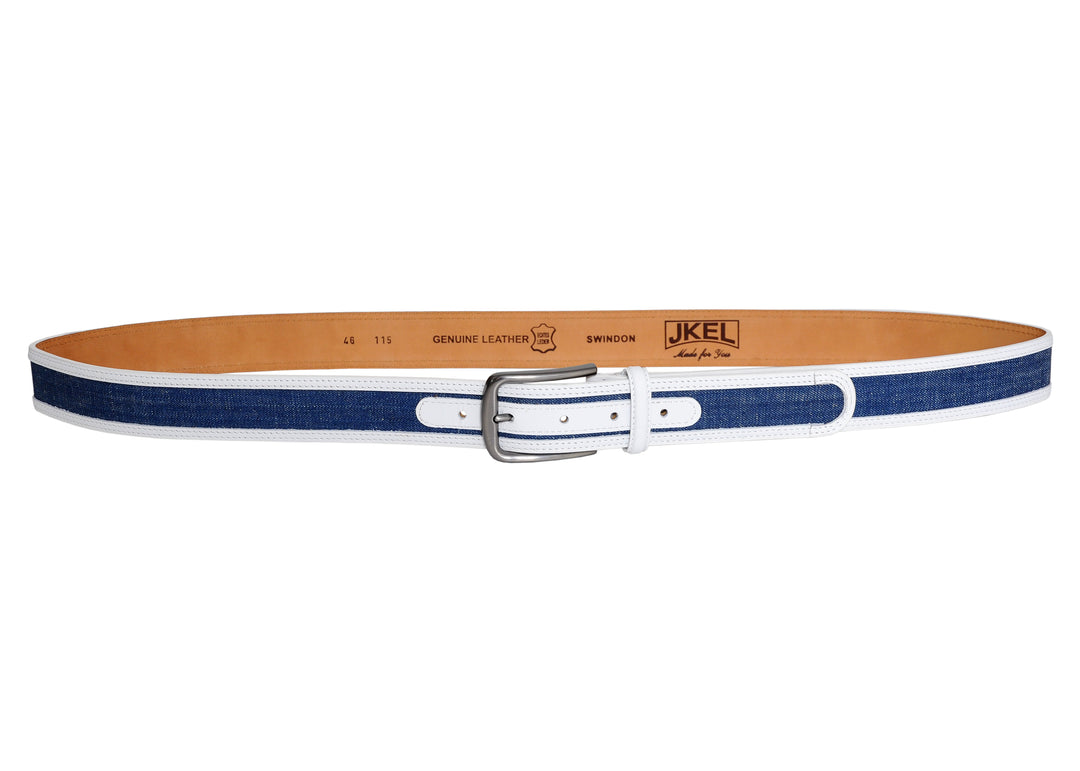Swindon White Blue Leather Men Belt