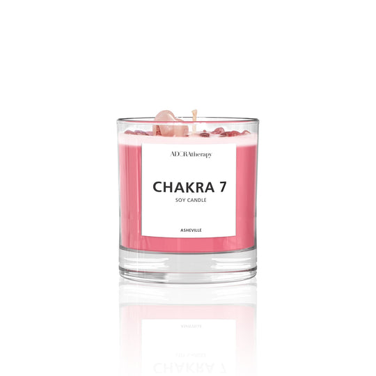 Chakra 7 Strawberry Quartz Gemstone Candle