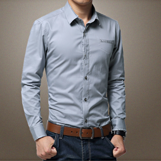 Men's Shirt with Contrasting Pocket and Cuff Details – Stylish, Modern Design