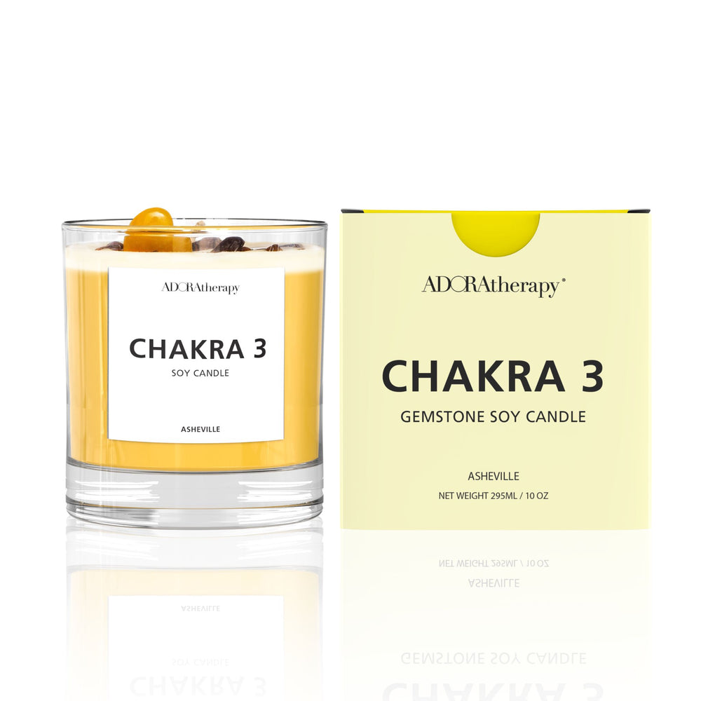 Chakra 3 Tiger Eye Gemstone Candle