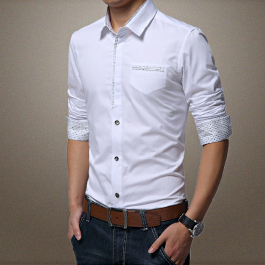 Men's Shirt with Contrasting Pocket and Cuff Details – Stylish, Modern Design