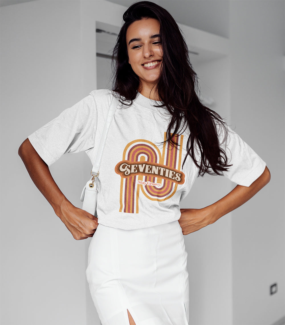 Womens Retro 70's Cotton T-Shirt.