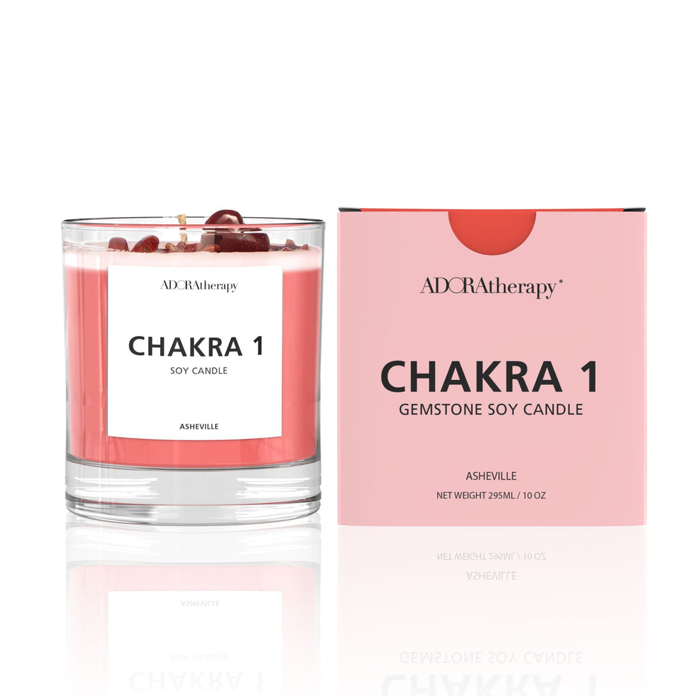 Chakra 1 Red Jasper Gemstone Candle