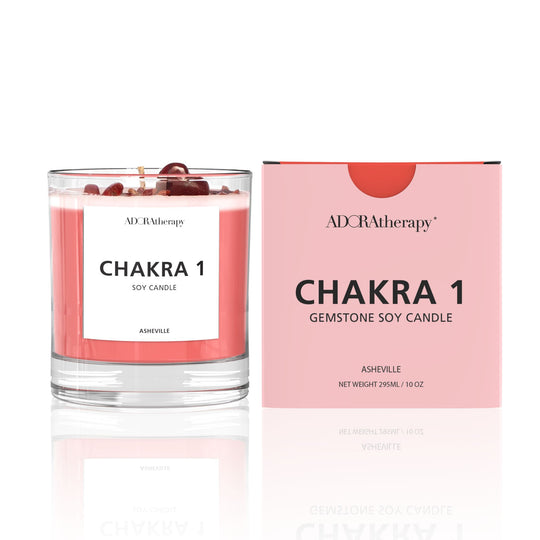 Chakra 1 Red Jasper Gemstone Candle