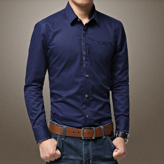 Men's Shirt with Contrasting Pocket and Cuff Details – Stylish, Modern Design