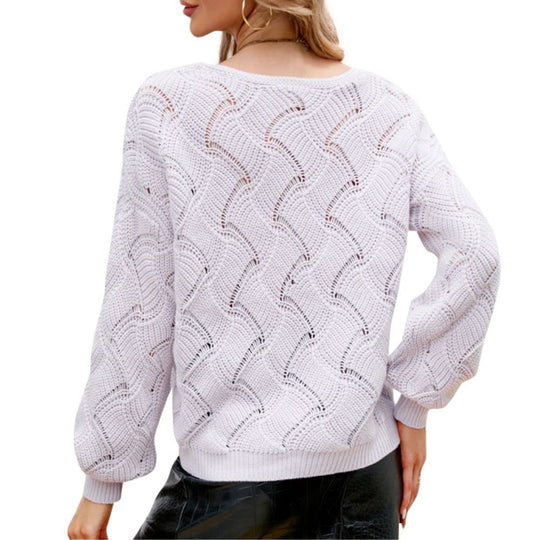 Womens V-Neck Open Knit Sweater.