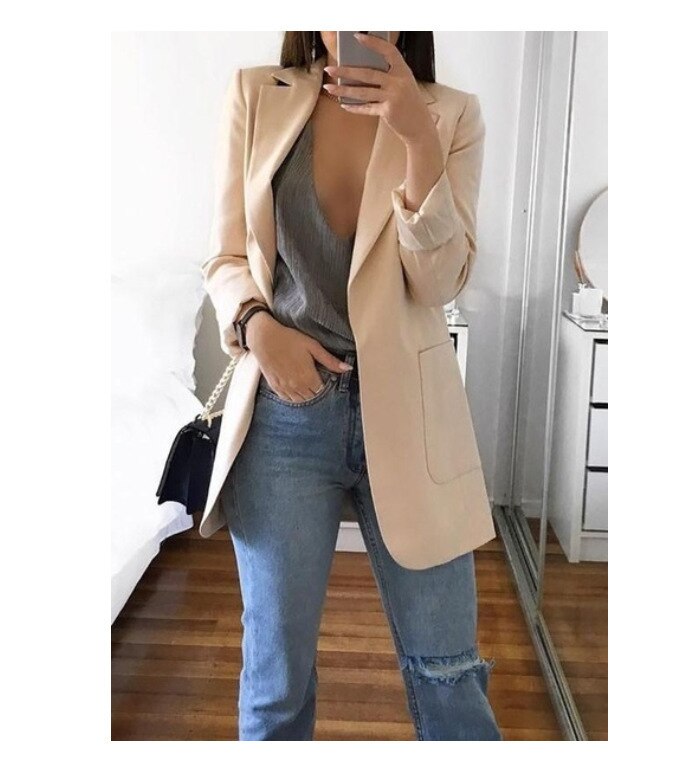 Autumn Women Casual Slim Blazers Suit Jacket Fashion Lady Office Suit