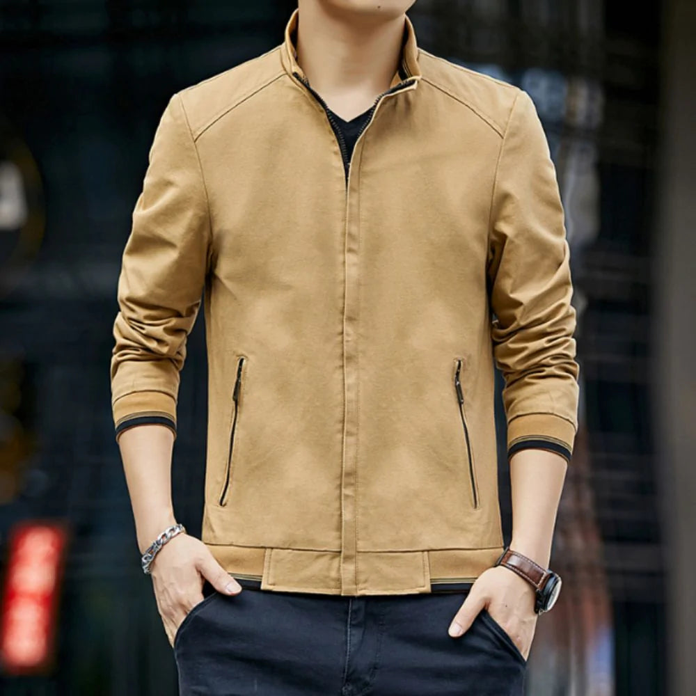 Men’s Stand Collar Zipped Up Jacket