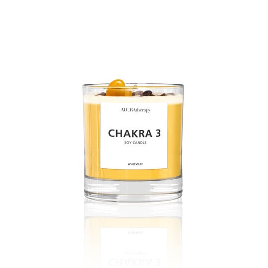 Chakra 3 Tiger Eye Gemstone Candle