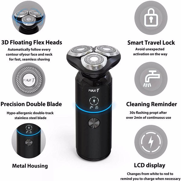Women Men Electric Blade Rechargeable Travel Rotary Shaver IPX7 Waterproof