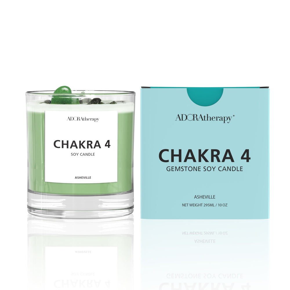 Chakra 4 Aventurine Gemstone Candle