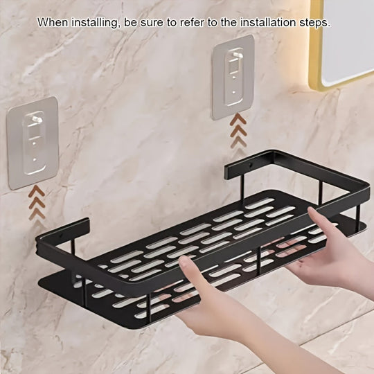 NoDrill Black Aluminum Shower Caddies  High Capacity Organizer