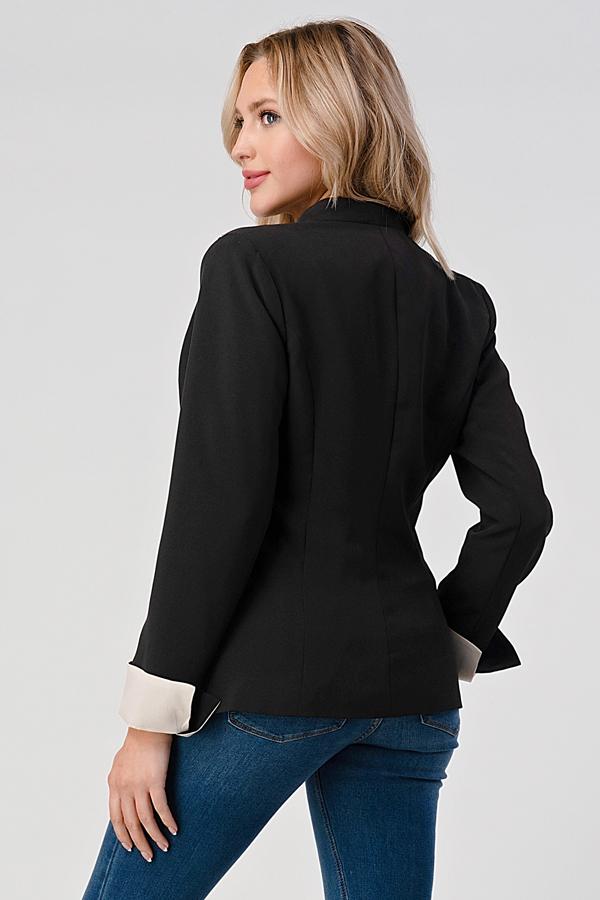 Women’s Fashion Blazer with Collarless Design – Chic & Modern Outerwear