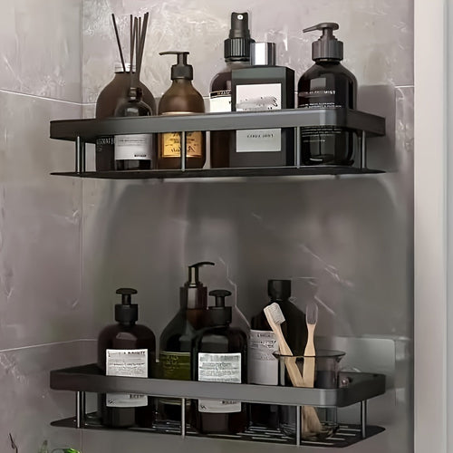 NoDrill Black Aluminum Shower Caddies  High Capacity Organizer