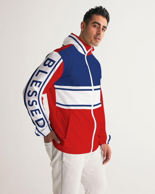 Mens Lightweight Windbreaker Jacket with Hood and Zipper Closure -