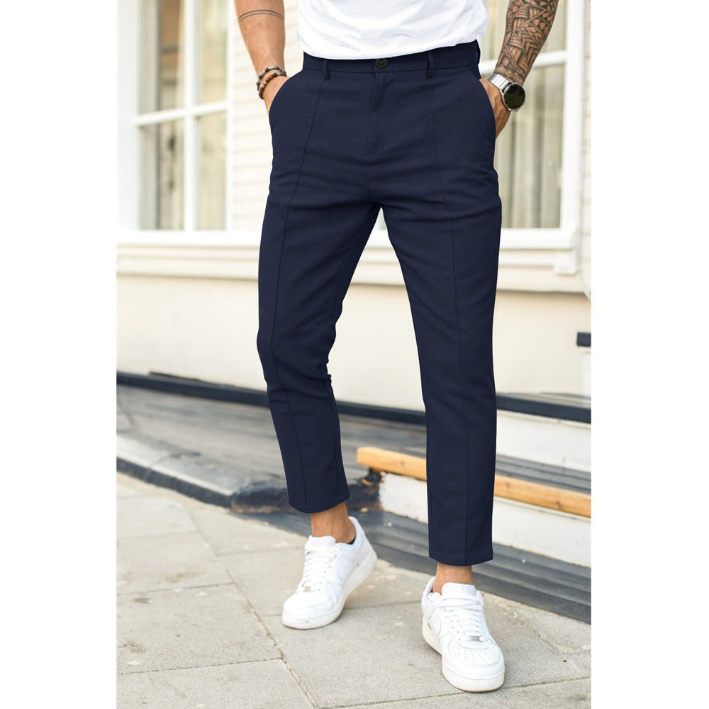 Men'S Double Fold Line  Casual Suit Pants