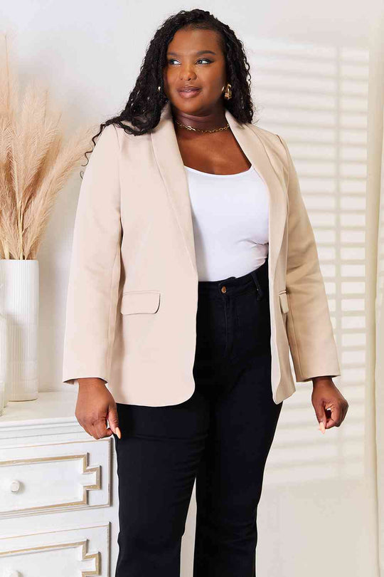 Double Take Shawl Collar Long Sleeve Blazer – Elegant & Versatile Women's Outerwear