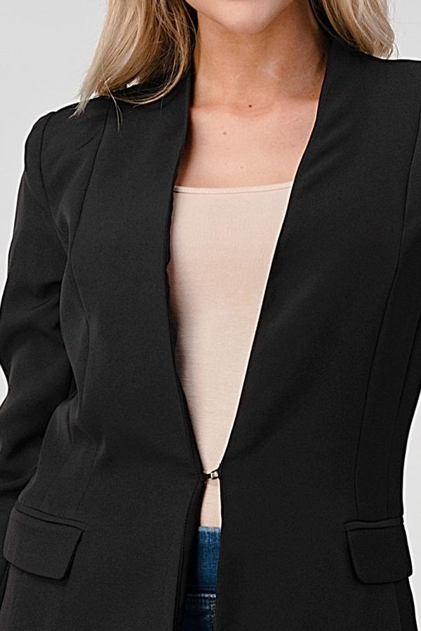 Women’s Fashion Blazer with Collarless Design – Chic & Modern Outerwear