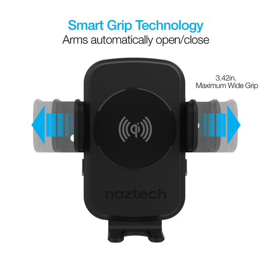 Naztech Smart Grip Wireless Charging Car Mount Black (15425-HYP)